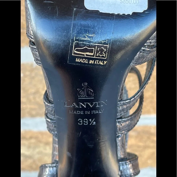 Lanvin Paris cylinder heel pewter shoes 39.5 - Picture 14 of 14